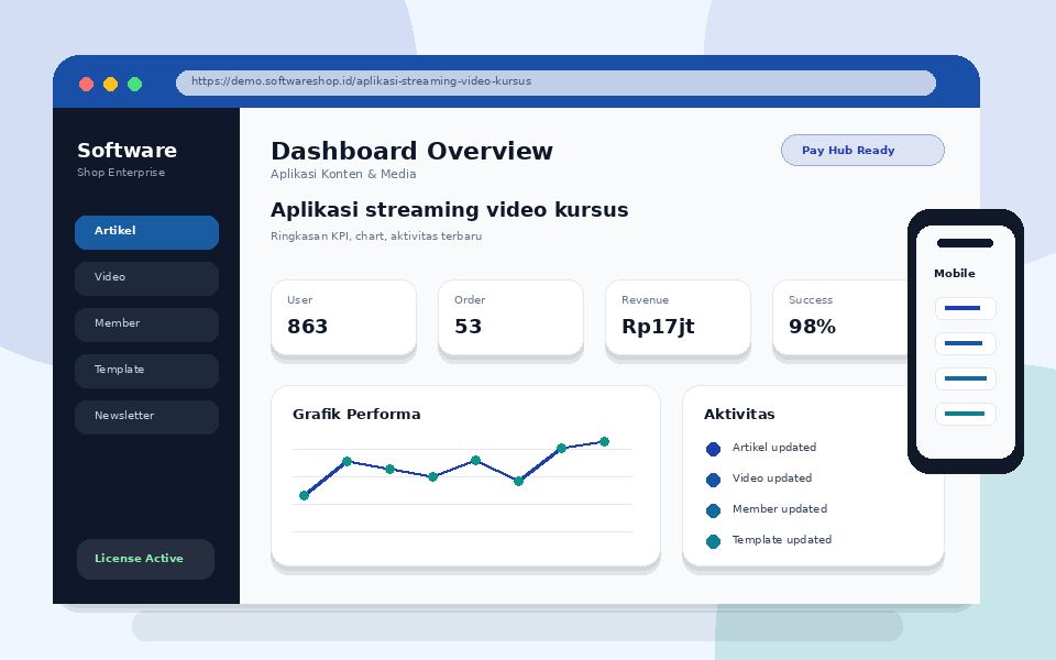 Screenshot Aplikasi streaming video kursus